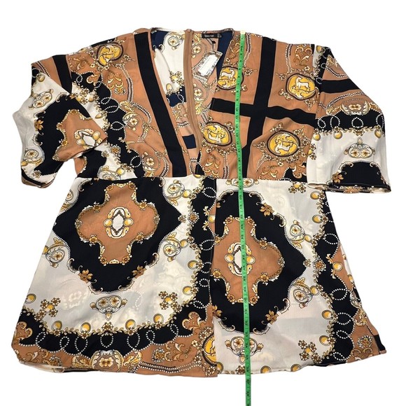 BooHoo Womens Dress Size 20 Multicolor Floral Plunge Neckline Kimono Sleeves - Picture 9 of 14